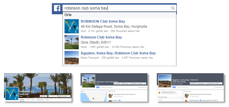 Beispiel Robinson CLub Soma Bay Zusammenführung Fanpages