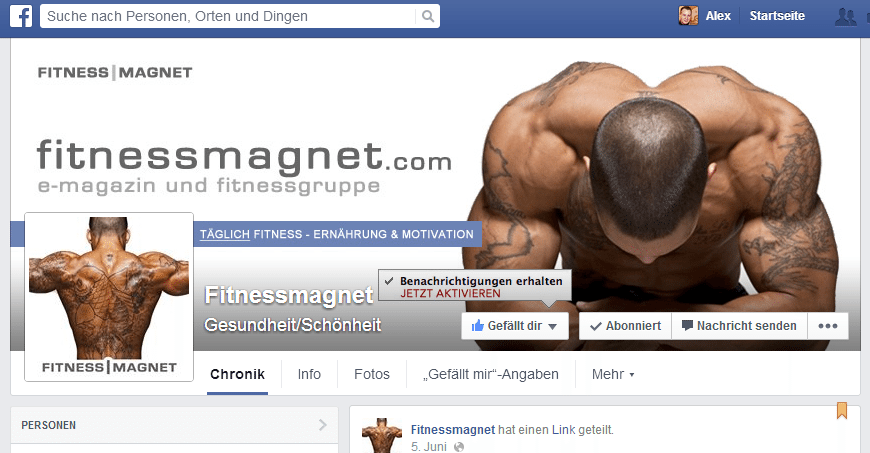 Beste Facebookseiten: Fitnessmagnet